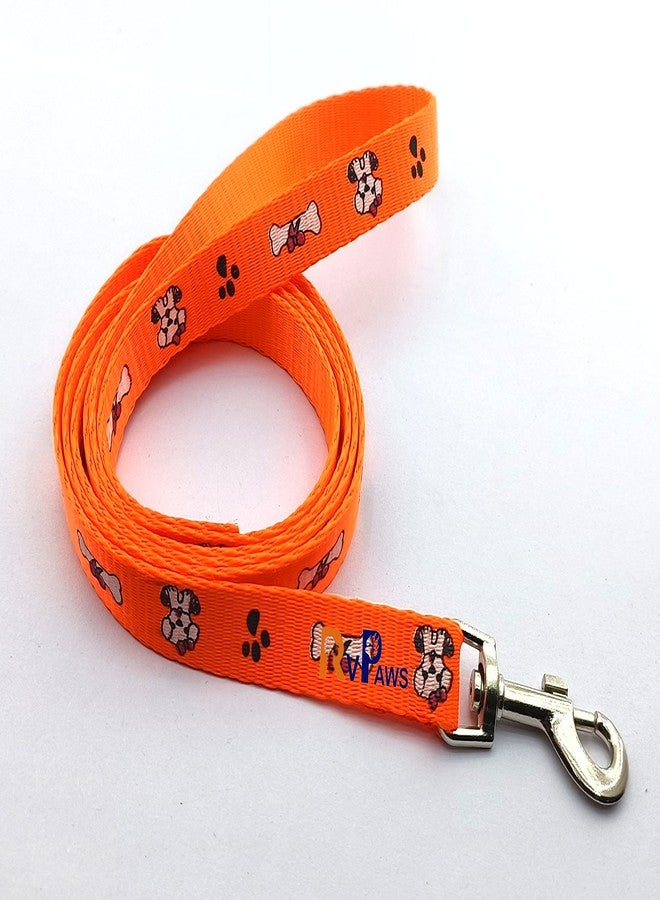 Pups&Pets طقم طوق وحزام ومقود من النايلون الناعم مطبوع عليه شكل مخلب/عظمة من Pups&Pets، مقاس 15 مم، للكلاب الصغيرة والجراء - برتقالي - Image 3